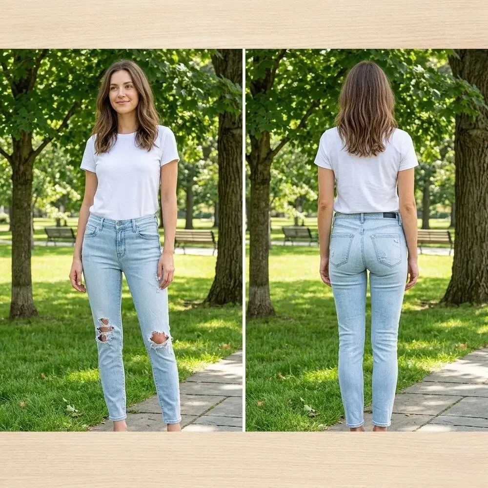 J Brand Women’s Light Blue Ripped Distressed Skinny Jeans Mid Waist Denim Size26